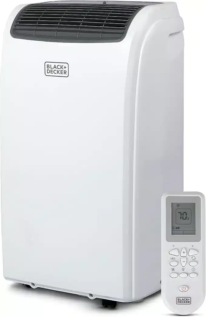 BLACK+DECKER portable air conditioner with remote control, smart features, and heating mode